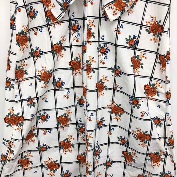 Zara white floral Blogger favourite plaid ruffle collar sleeveless midi dress M - Picture 13 of 16